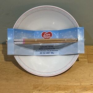 NWTS Care Bears Ceramic Ramen Bowl With Chopsticks Made By Silver Buffalo.